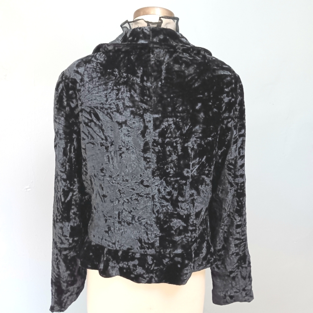 Vintage Y2K crushed velvet jacket with ruffle trim. Focus 2000. Size 14 - Picture 5 of 11